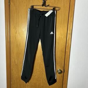 Adidas Women’s Slim Fit Full Length Tapered Leg Track Pants Size Small Black